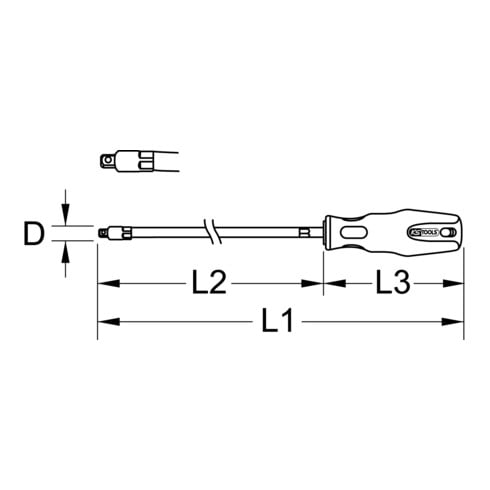 KS Tools ERGOTORQUEplus schroevendraaier met vierkantaandrijving, XL, 1/4