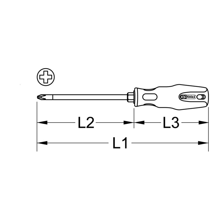 KS Tools ERGOTORQUEplus schroevendraaier, PH2, 255mm
