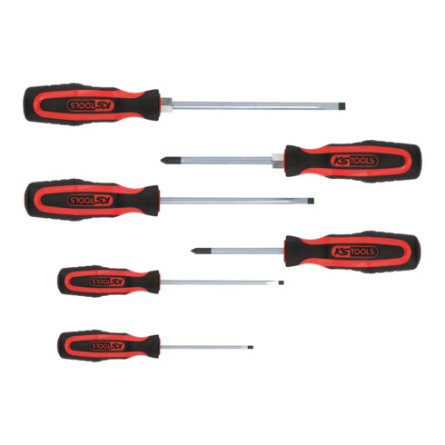 KS Tools ERGOTORQUEplus schroevendraaierset, 6 stuks met sleuf, PZ