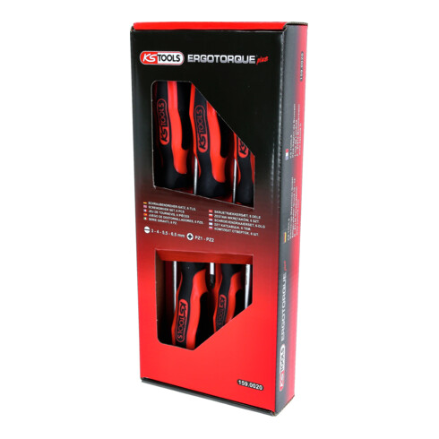 KS Tools ERGOTORQUEplus schroevendraaierset, 6 stuks met sleuf, PZ