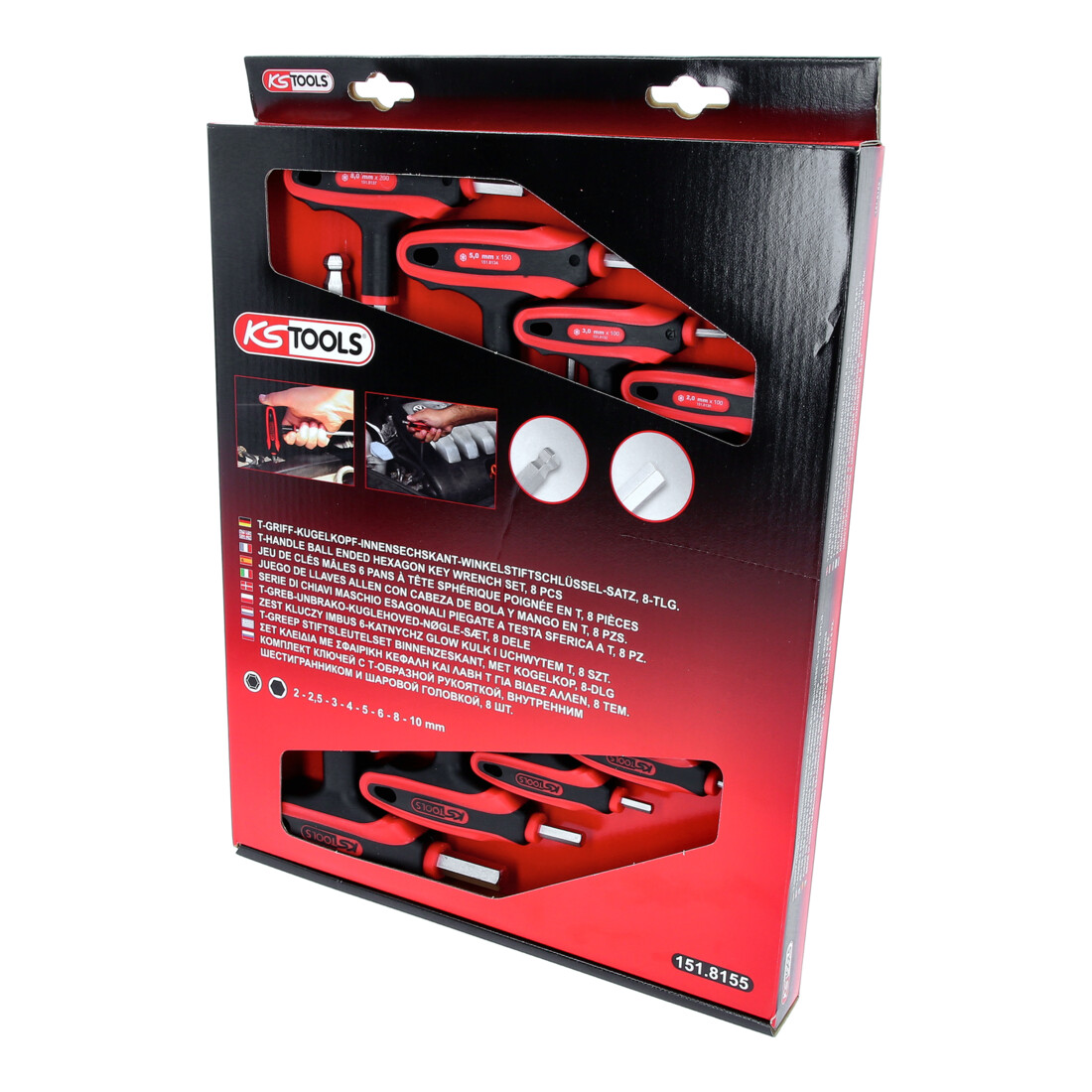 KS Tools ERGOTORQUEplus T-greep inbussleutelset, 8-delig