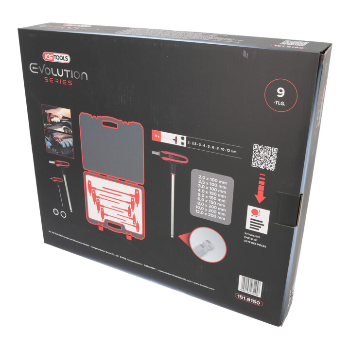 KS Tools ERGOTORQUEplus T-greep inbussleutelset, 9-delig