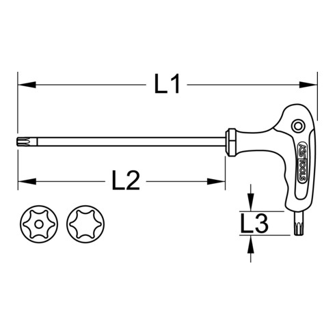KS Tools ERGOTORQUEplus T-greep TX inbussleutel, boring