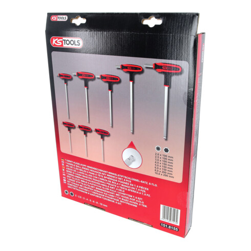 KS Tools ERGOTORQUEplus T-Griff-Innensechskant-Kugelkopf-Schlüssel-Satz, 8-teilig