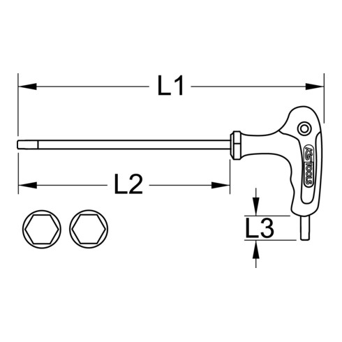 KS Tools ERGOTORQUEplus T-Griff-Innensechskant-Schlüssel mit zwei Klingen