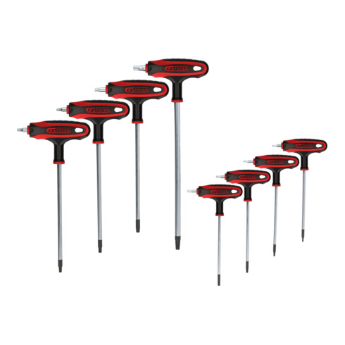 KS Tools ERGOTORQUEplus T-Griff-TX-Winkelstiftschlüssel-Satz, 8-teiligBohrung