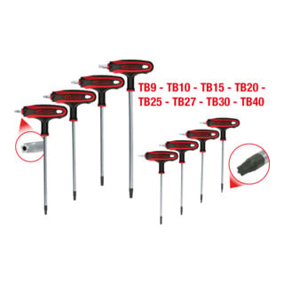 KS Tools ERGOTORQUEplus T-Handle TX-Angled socket wrench set, 8 piecesHole