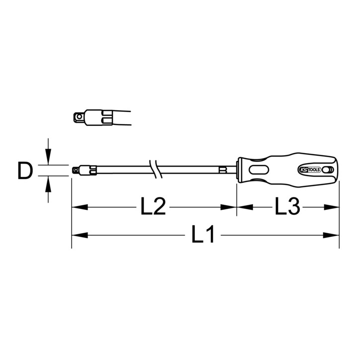 KS Tools ERGOTORQUEplus Vierkant-Schraubendreher, XL, 1/4"