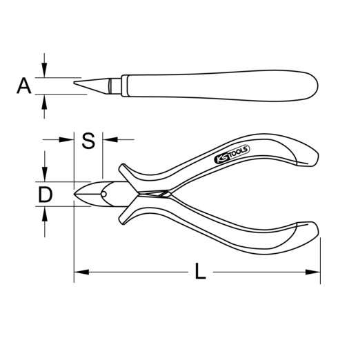 KS Tools ESD Mini-Seitenschneider, 120 mm kurzer, spitzer Kopf mit Auskehlung