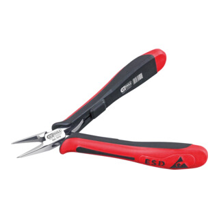 KS Tools ESD naaldbektang, recht, zonder snede, 130 mm, rechte bekken