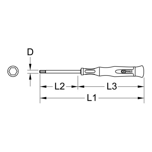 KS Tools ESD precisie-mechanische schroevendraaier voor binnenzeskantschroeven - met kogelkop, 1/8".