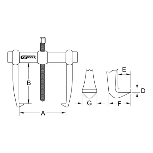 KS Tools Estrattore universale a 2 bracci con gancio interamente in acciaio