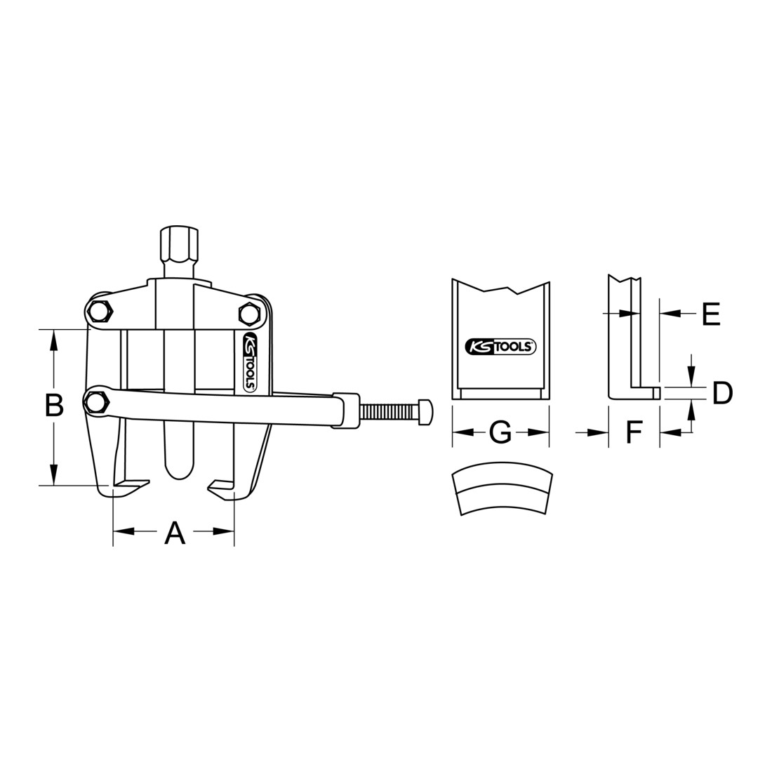 KS Tools Estrattore universale a 2 bracci con morsetto