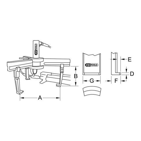 KS Tools Estrattore universale a 3 bracci, 17t, profondità di serraggio 200mm