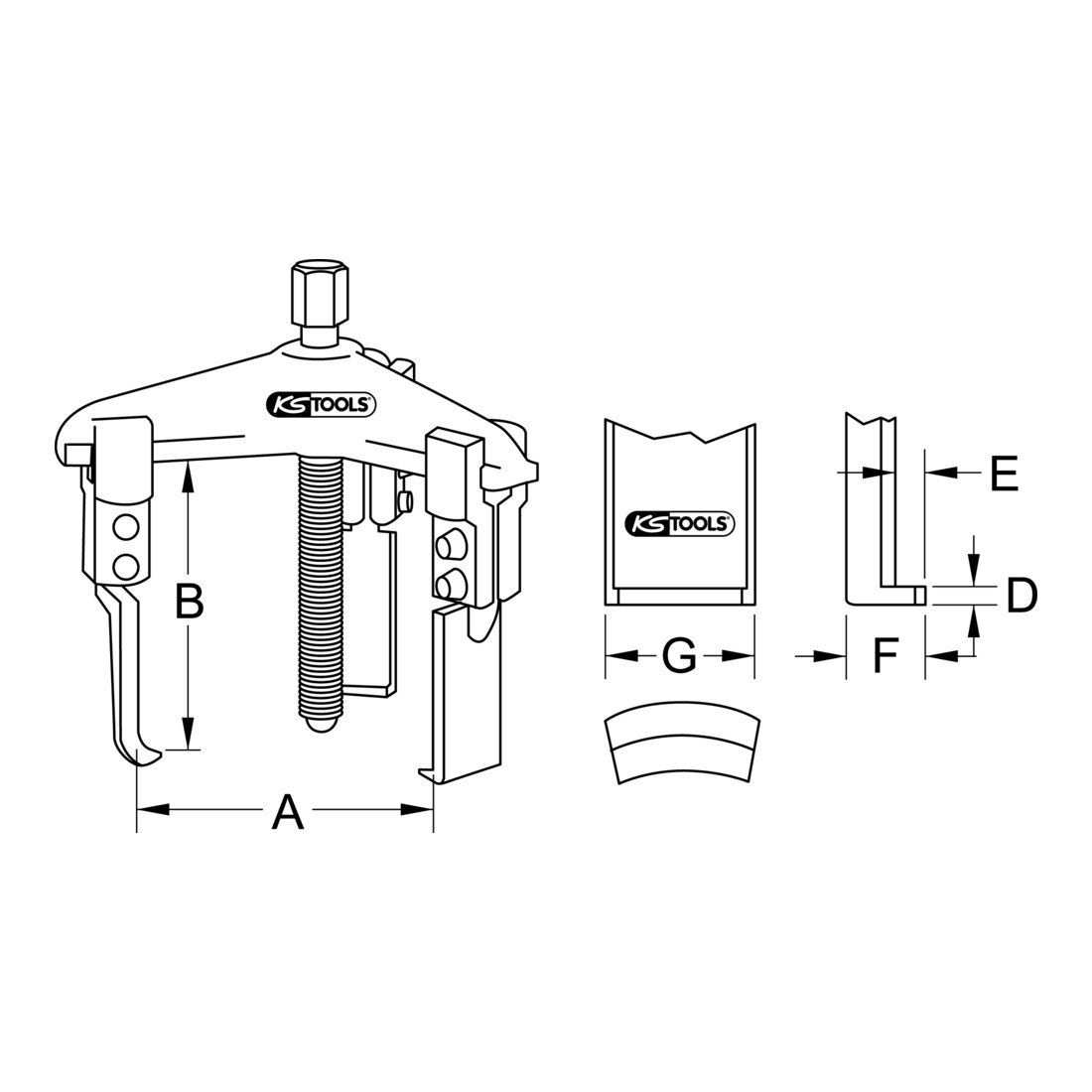 KS Tools Estrattore universale a 3 bracci, con ganci extra sottili, 25-130mm