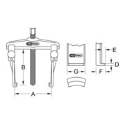 KS Tools Estrattore universale a serraggio rapido a 2 bracci, ganci extra sottili, 25-130mm-4
