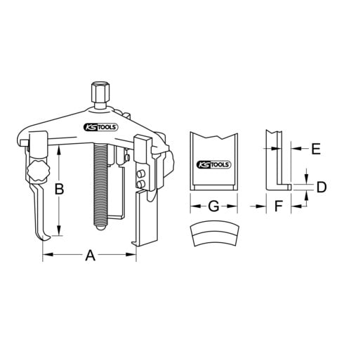 KS Tools Estrattore universale a sgancio rapido a 3 bracci con ganci estremamente sottili, 50-160mm