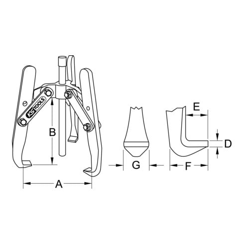 KS Tools Estrattore universale idraulico a 3 bracci, 50-350mm, 235mm