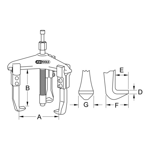 KS Tools Estrattore universale idraulico a 3 bracci