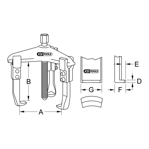 KS Tools Estrattore universale idraulico a serraggio rapido, 3 ganci