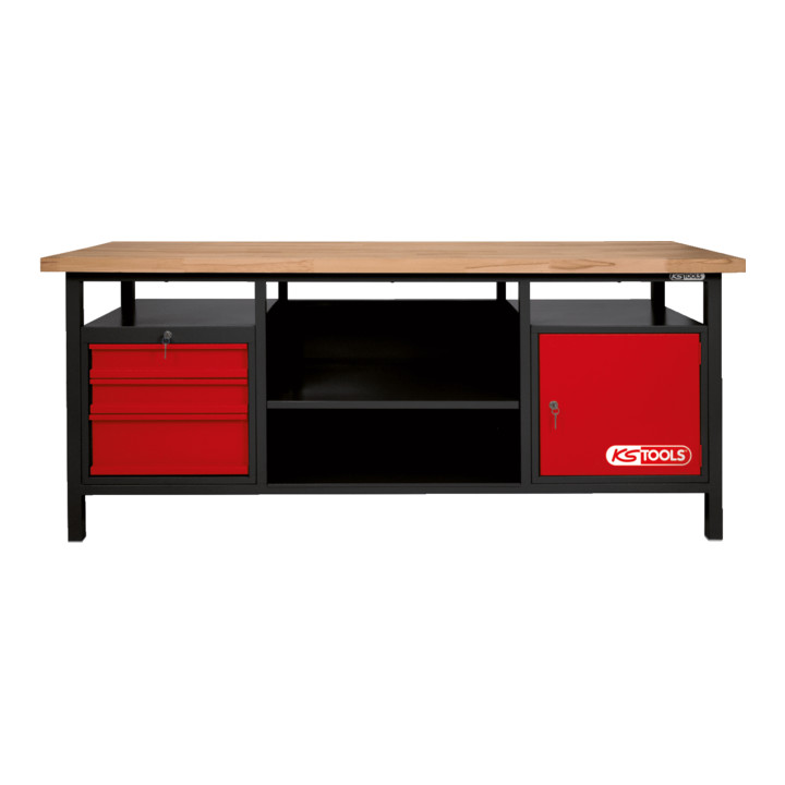 KS Tools Etabli d'atelier 1 porte + 3 tiroirs 840x2000x680mm