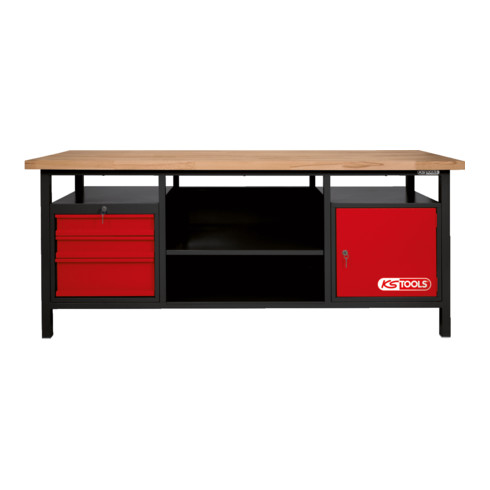 KS Tools Etabli d'atelier 1 porte + 3 tiroirs 840x2000x680mm