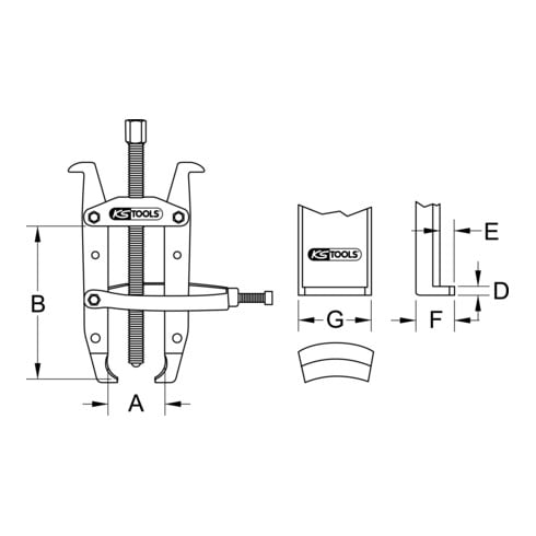 KS Tools Extracteur universel à 2 bras avec étrier de serrage G1/2x14g x 270