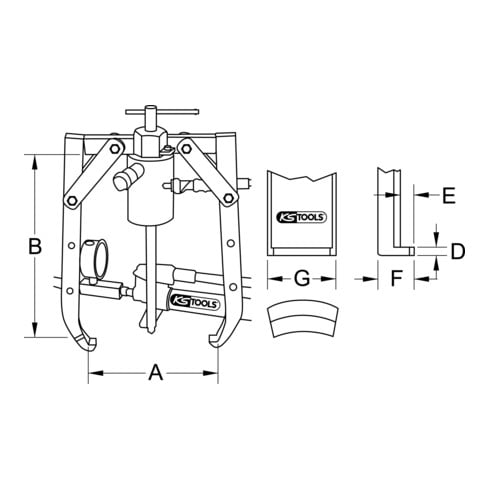 KS Tools Extracteurs universels à deux griffes, 50 t