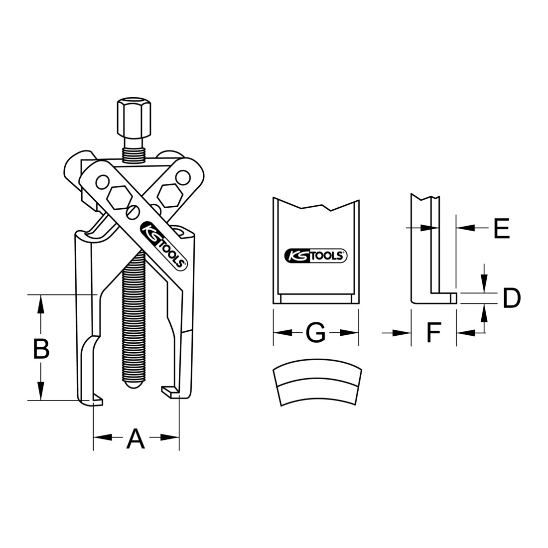 KS Tools Extracteur universel à 2 bras avec crochets minces