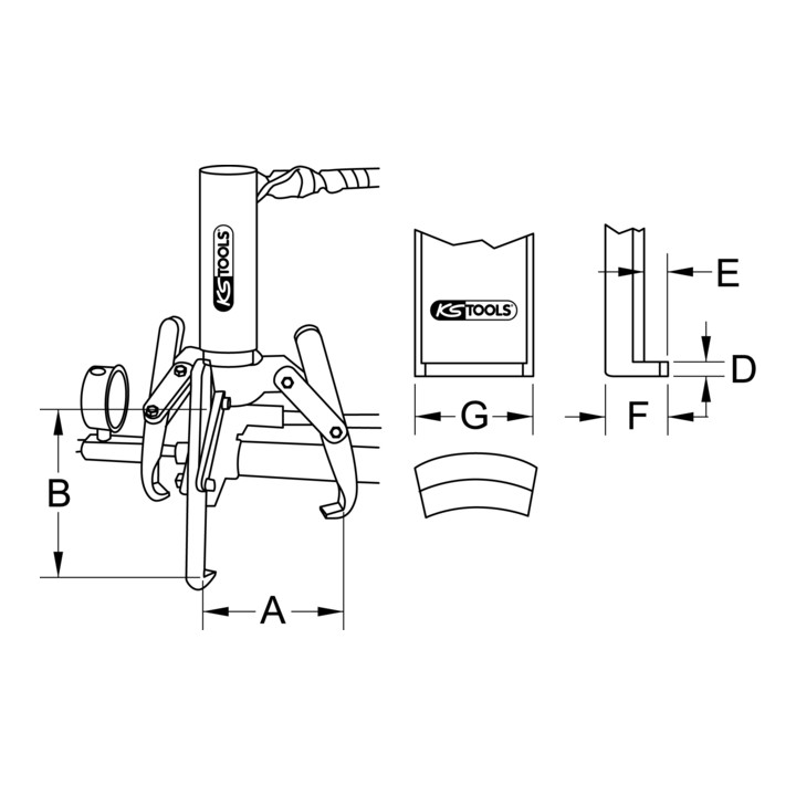 KS Tools Extracteurs universels à trois griffes, 10 t