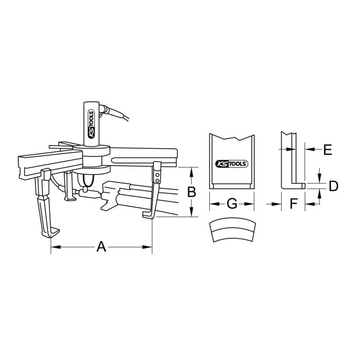 KS Tools Extracteurs universels à trois griffes, 17 t