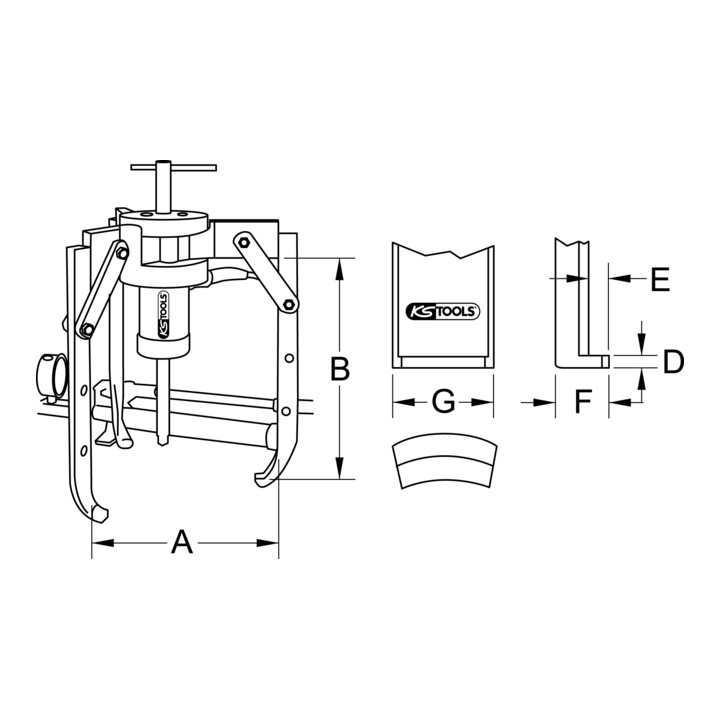 KS Tools Extracteurs universels à trois griffes, 50 t