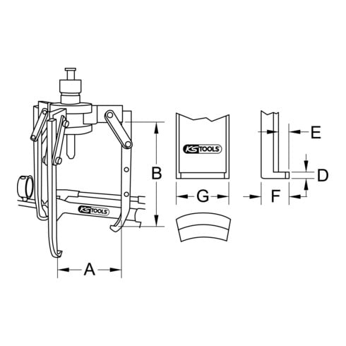 KS Tools Extracteurs universels hydrauliques à trois griffes, 15 t