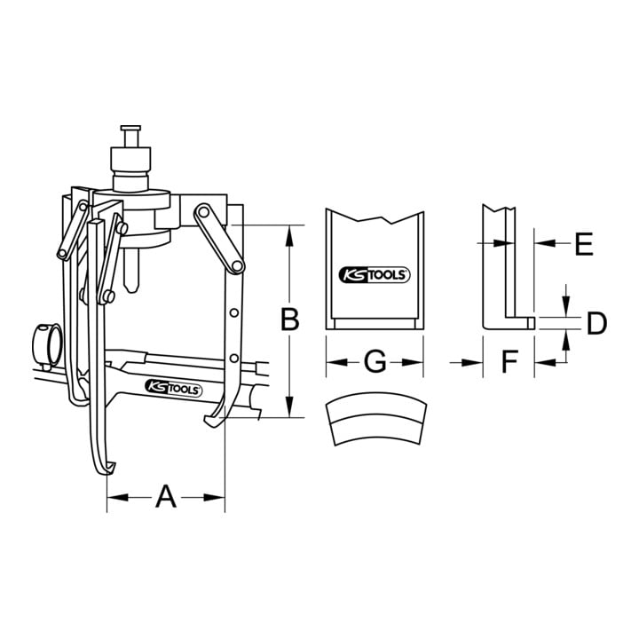 KS Tools Extracteurs universels hydrauliques à trois griffes, 17 t