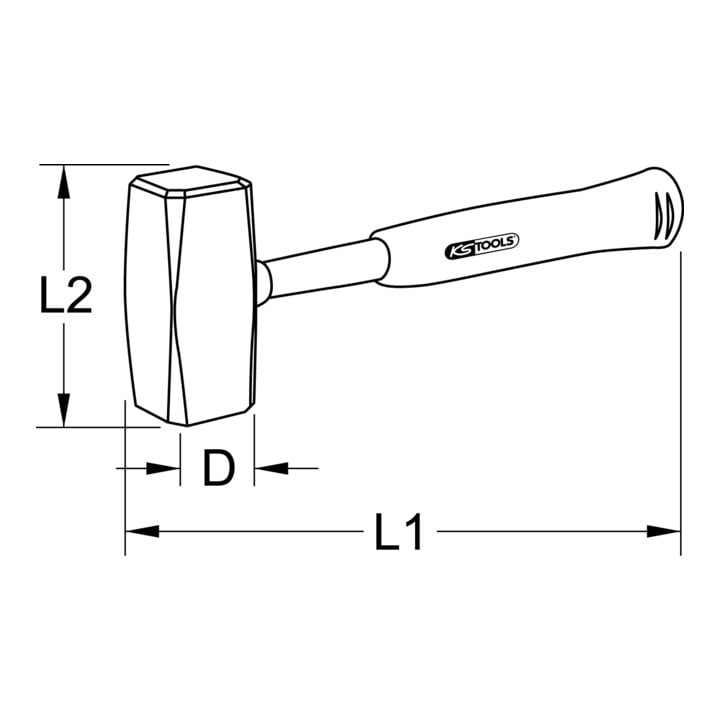 KS Tools Fäustel mit Stahlrohr-Stiel und Kunststoffgriff, 1250g