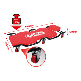 KS Tools Fahrbare Liege, 1160x540mm