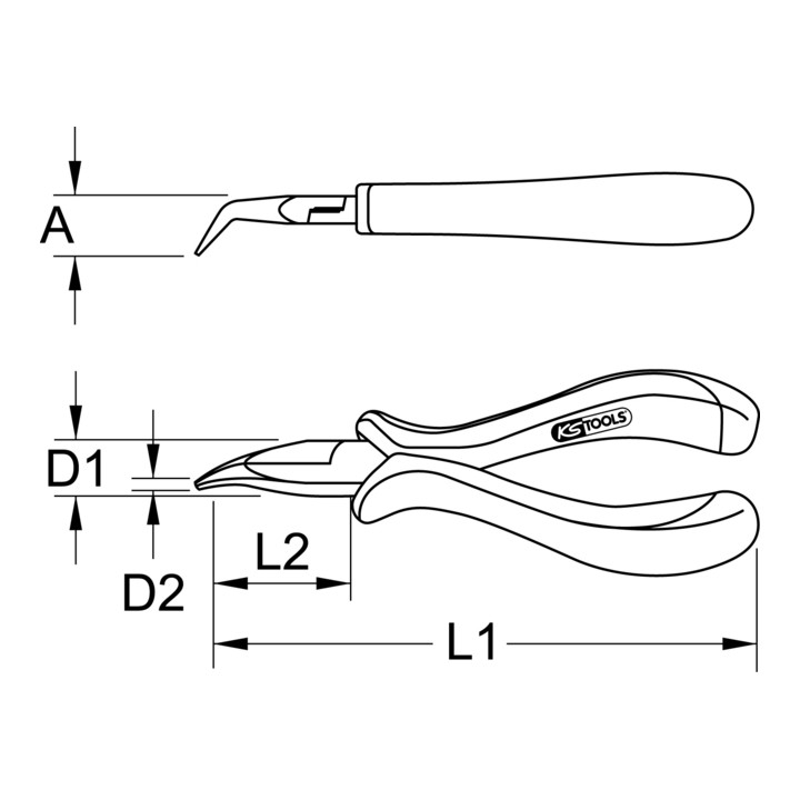 KS Tools Feinmechanik-Flachrundzange-gebogen, 130mm