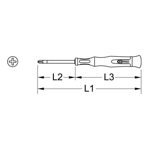 KS Tools Feinmechanik-Schraubendreher, PH00 x 2,0 mm