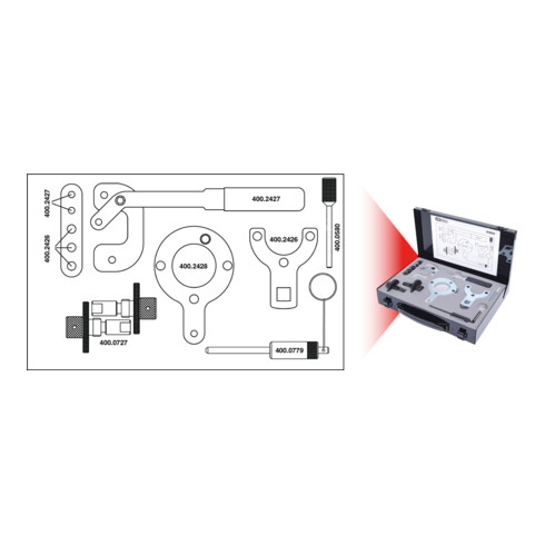 KS Tools Fiat / Ford / opel /Suzuki - motor afstel gereedschap set, 12 stuks