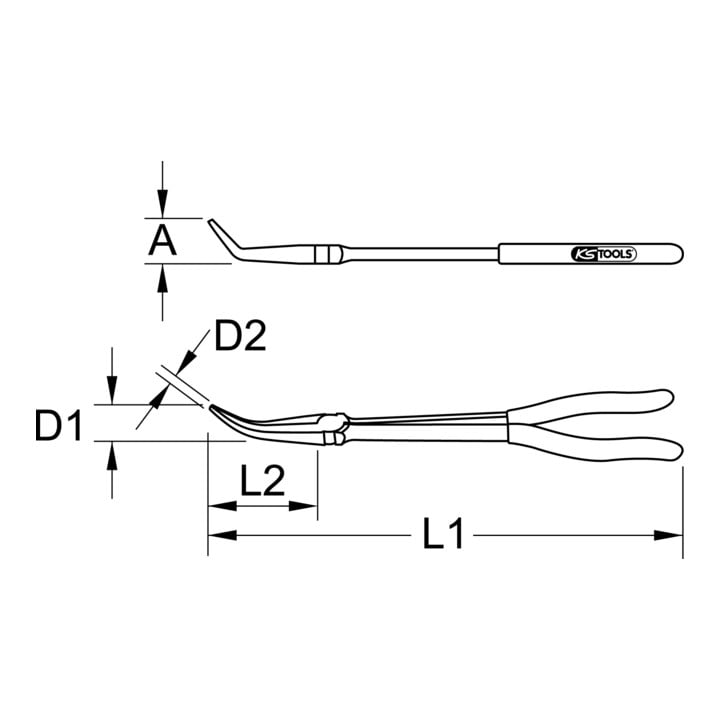 KS Tools Flachrundzange 45° gebogen, XL, 270mm