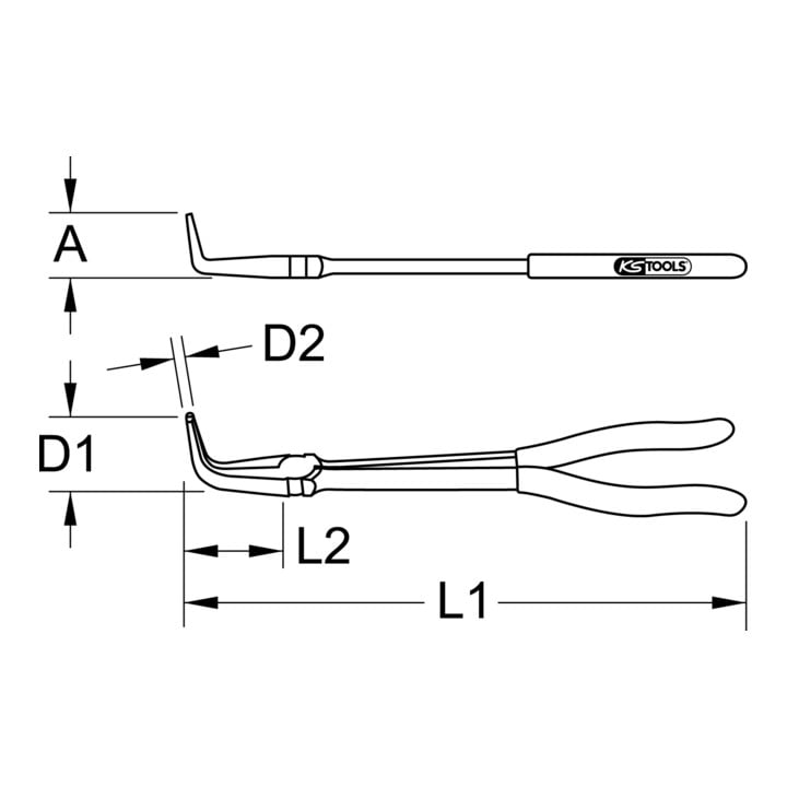 KS Tools Flachrundzange 90° gebogen, XL, 270mm