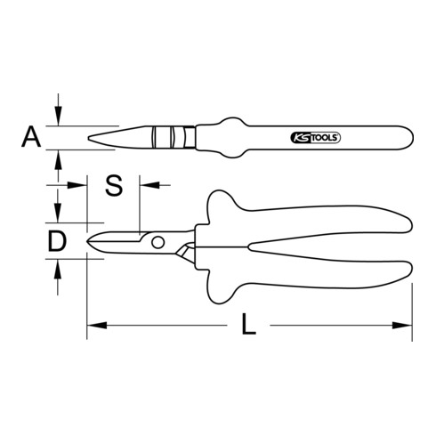 KS Tools Forbici CLASSIC 1000V da elettricista, 180mm