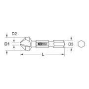 KS Tools Fresa a bit 1/4" per svasre e sbavare HSS 90°-3