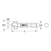 KS Tools Fresa a bit 1/4" per svasre e sbavare HSS Co 90°-3