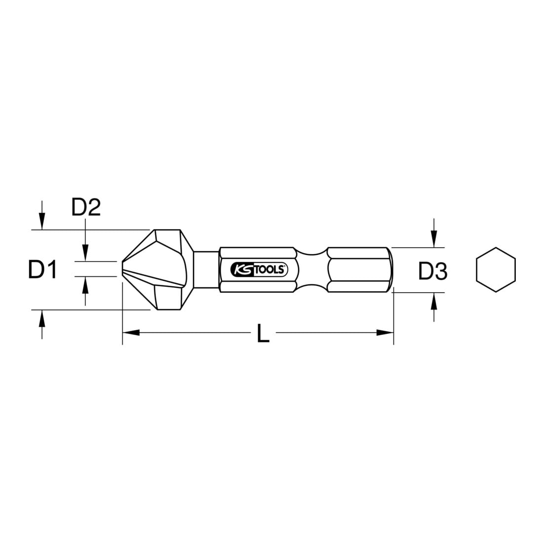 KS Tools Fresa a bit 1/4" per svasre e sbavare HSS Co 90°