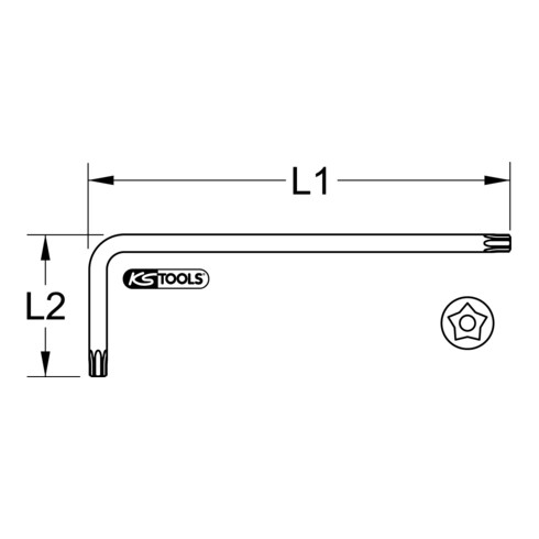 KS Tools Fünfstern-Winkelstiftschlüssel, Bohrung, lang, TS8