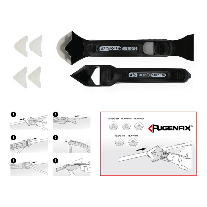 KS Tools FUGENFIX siliconen schraper- en trekkerset, 7 delig