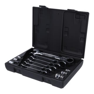 KS Tools GEARplus Gelenk-Ratschenringmaulschlüssel-Satz, 12-teiligfeststellbar mit Adapter