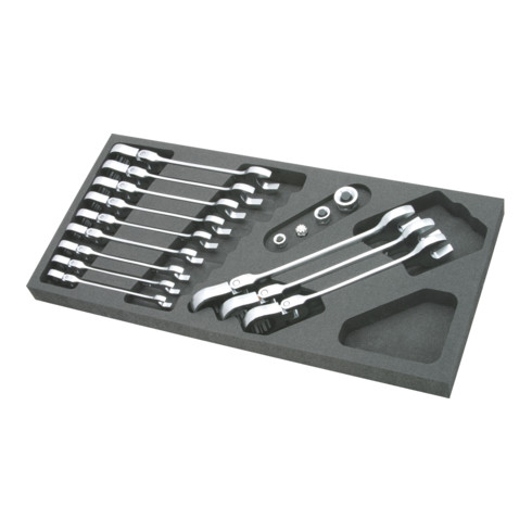 KS Tools GEARplus Jeu de 16 clés à cliquet à joint, 16 pièces dans un insert système 1/3