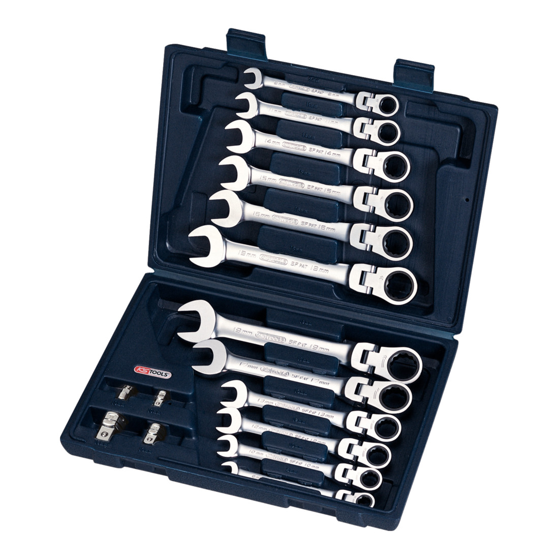 KS Tools GEARplus knikratelringsleutelset, 16-delig met adapter